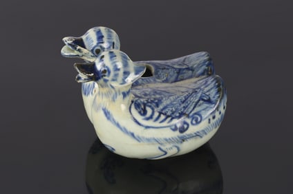 A Blue and White 'Mandarin Ducks' Pouring Vessel