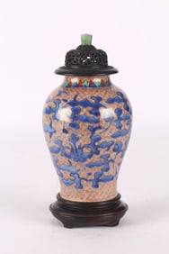 A Chinese Wucai 'Lotus' Vase and Cover
