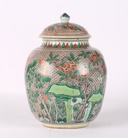 A Famille Verte ‘Bird and Flower’ Jar and Cover