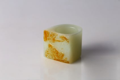 A Chinese White Jade 'Drunk Li Bai' Archer's Ring