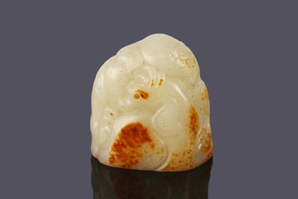 A Chinese White Jade 'Mythical Beast' Seal