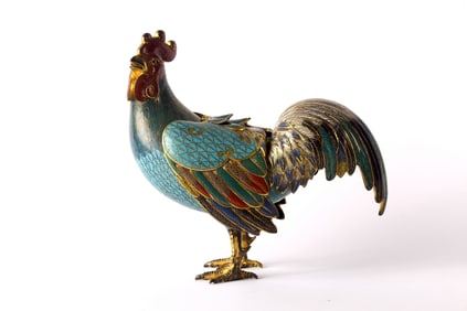 A Very Rare Cloisonne Enamel 'Rooster' Censer
