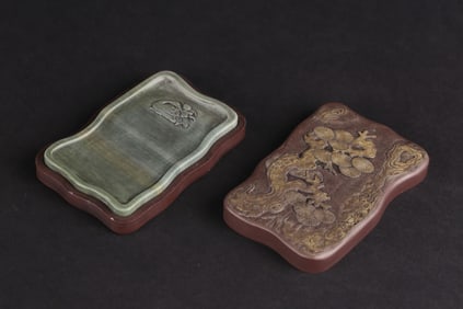 A Songhua Inkstone with Box and Cover