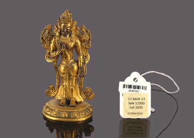 A Gilt Bronze Figure of Standing Bodhisattva