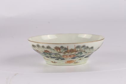 A Famille Rose 'Village Landscape' Bowl