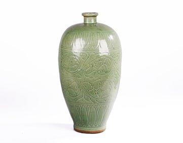 A Large Longquan Celadon Meiping Vase
