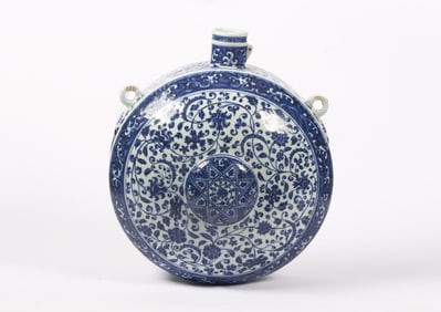 A Large Chinese Blue and White Flask, Bianhu