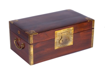 A Zitan Rectangular Scholar's Box and Cover