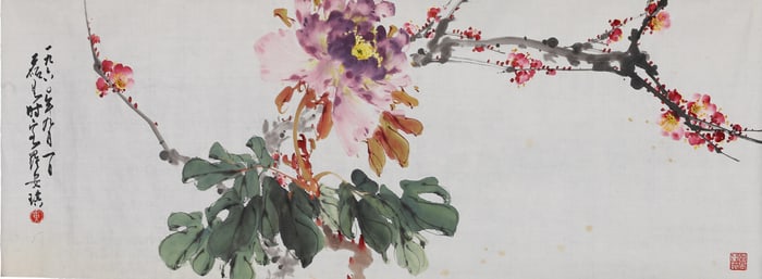Huang Leisheng: Color and Ink on paper 'Flowers'