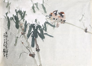 Huang Leisheng: Color and Ink on paper 'Birds'