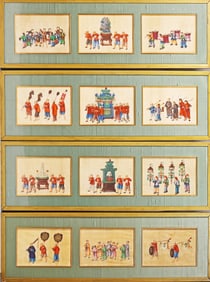 Twelve Chinese Export Gouache 'Ceremonies' Paintings