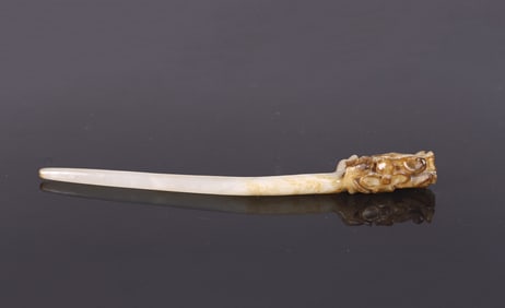A Chinese Jade Carved 'Flowers' Hairpin