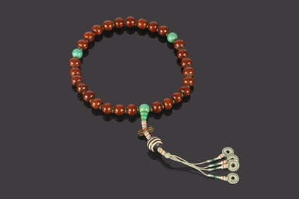 A Chinese Puti Bead Rosary Necklace
