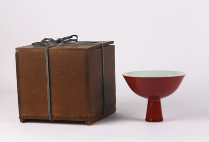 A Chinese Sacrificial Red Glaze Stem Cup