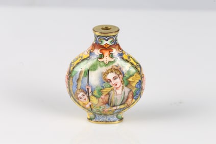 A Painted Enamel 'European Figures' Snuff Bottle