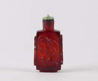 A Ruby Red Glass 'Chilong' Snuff Bottle