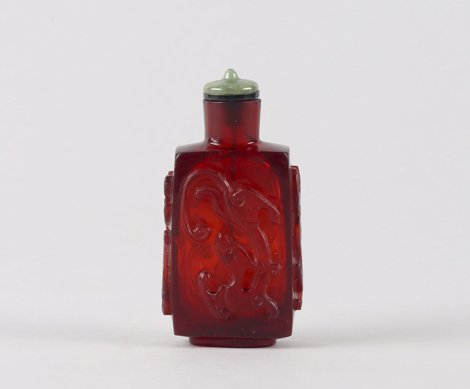 A Ruby Red Glass 'Chilong' Snuff Bottle (1 of 9)