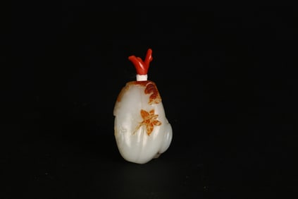 A White Jade 'Melon' Snuff Bottle