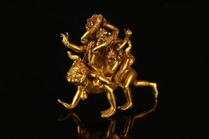 A Rare Gilt Bronze Figure of Chakrasamvara