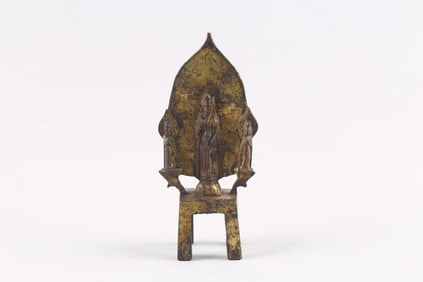 A Chinese Gilt Bronze Buddha and Two Bodhisattva Triad