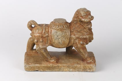 A Chinese Limestone Carved 'Lion' Stand