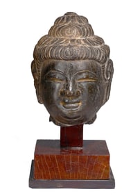 A Large Chinese Limestone Head of Buddha