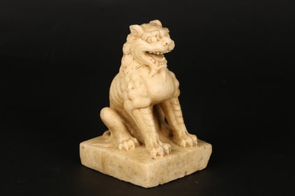 A Chinese Marble Carved Seated Lion