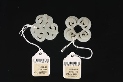 Two Chinese White Jade 'Chilong' Pendants