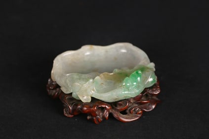 A Chinese Jadeite 'Lotus and Toad' Washer