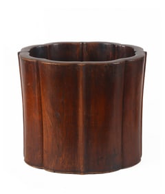 An Exceptionally Large Huanghuali Lobed Scroll Pot