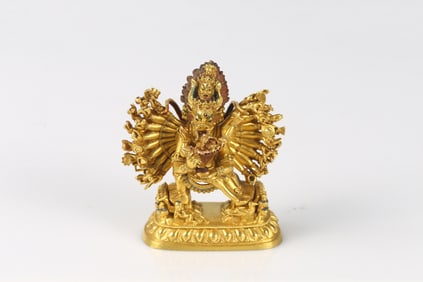 A Small Gilt Bronze Figure of Yamantaka