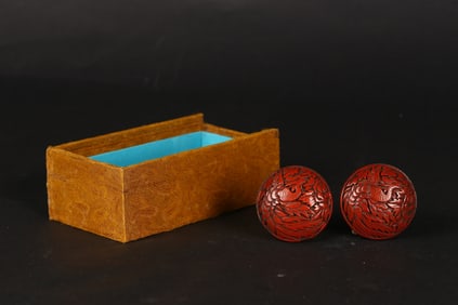 A Pair of Cinnabar Lacquer 'Phoenix' Ink Paste Boxes
