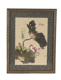 A Chinese Color and ink 'Lotus and Insects' Painting