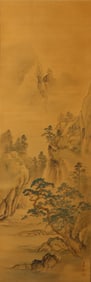 A Japanese Landscape Color and ink on Silk Painting