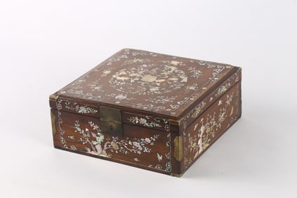 A Hardwood Mother of Pearl Inlaid Jewelry Box