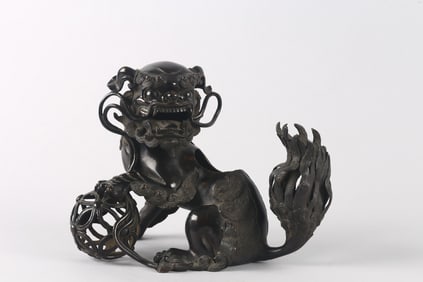 A Chinese Bronze 'Buddhist Lion' Censer