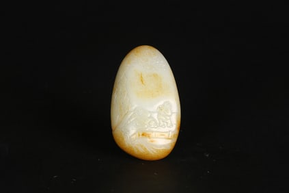 A White Jade Carved Pebble