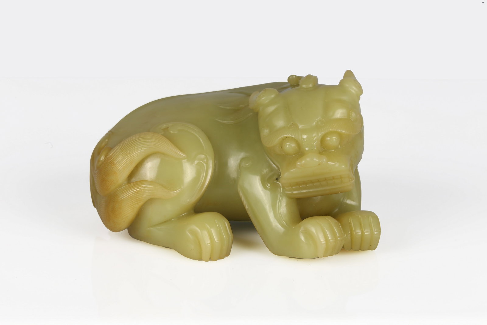 A Large Yellow Jade Carving of Mythical Beast (1 of 8)
