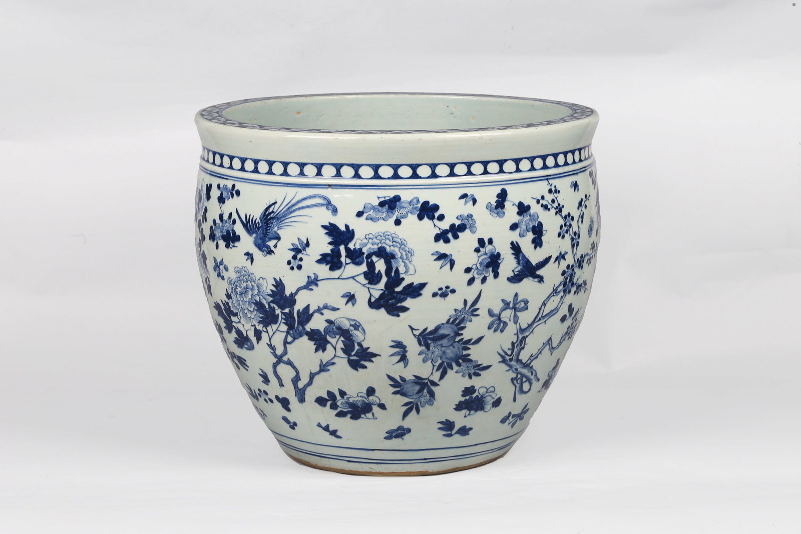 A Chinese Blue and White 'Flowers and Birds' Jardiniere (1 of 10)