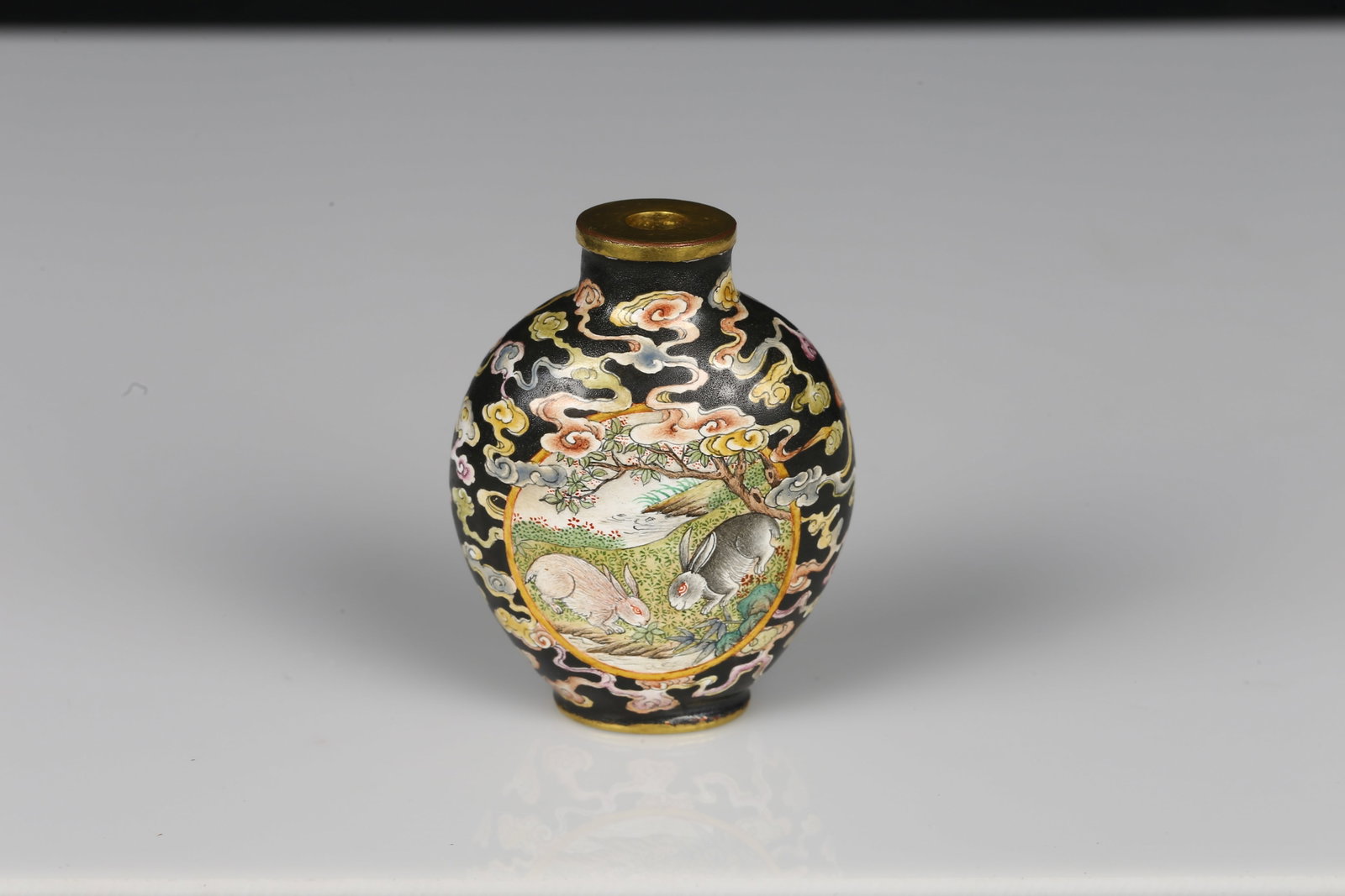 A Canton Enamel Copper 'Rabbit' Snuff Bottle - 3