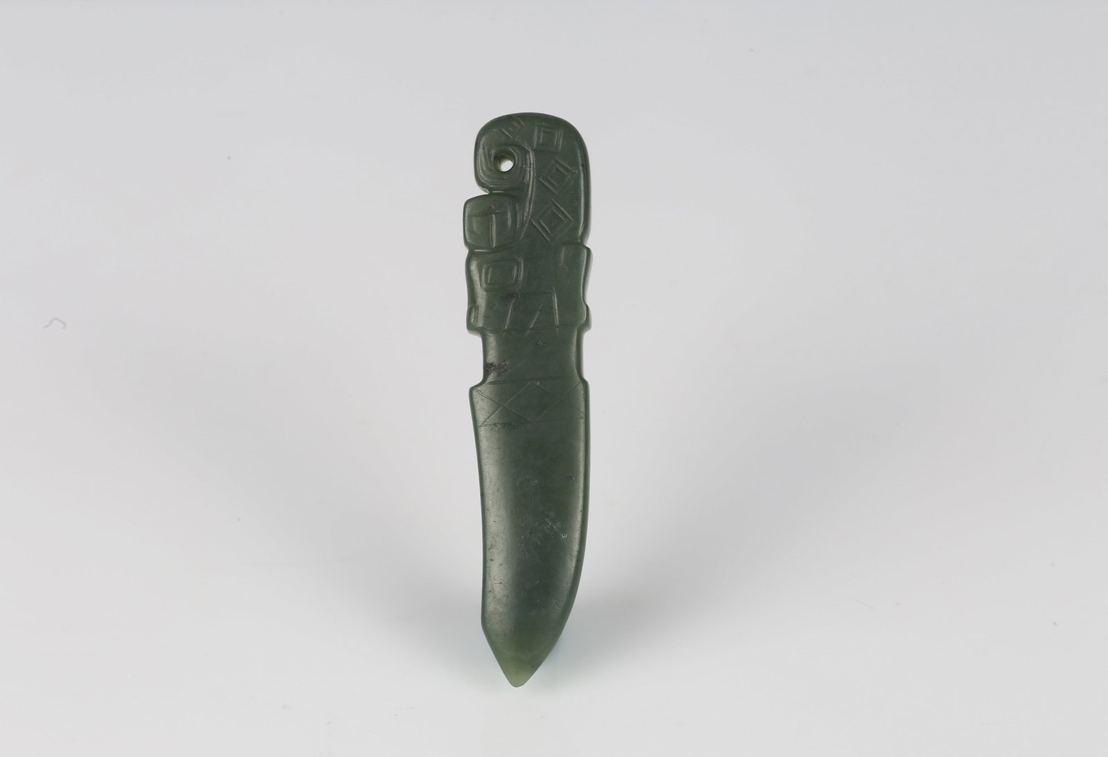 A Rare Green Jade Carved Bow Terminal (1 of 11)