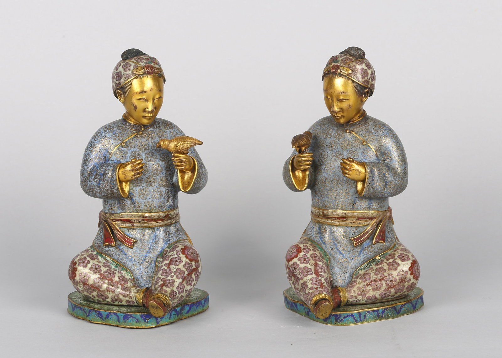 A Rare Pair of Chinese Cloisonne Enamel Lady Figures (1 of 8)