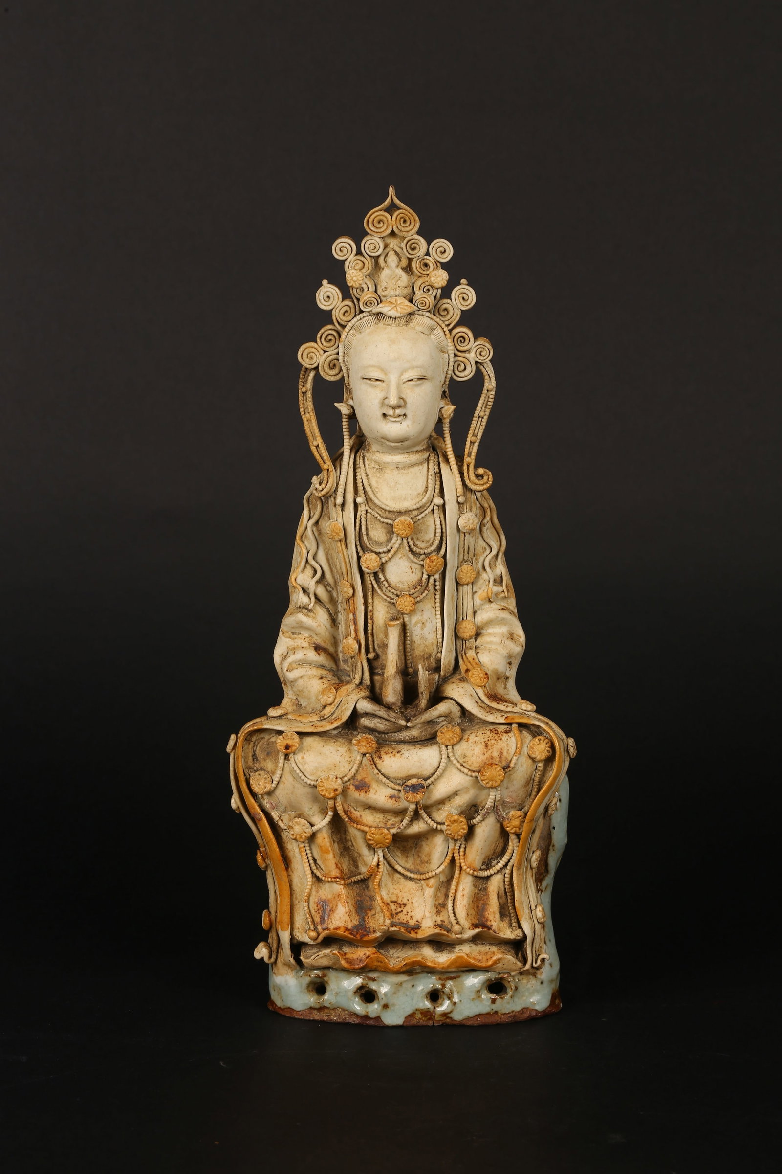 A Rare Hutian Celadon Glazed Statue of Guanyin (1 of 9)
