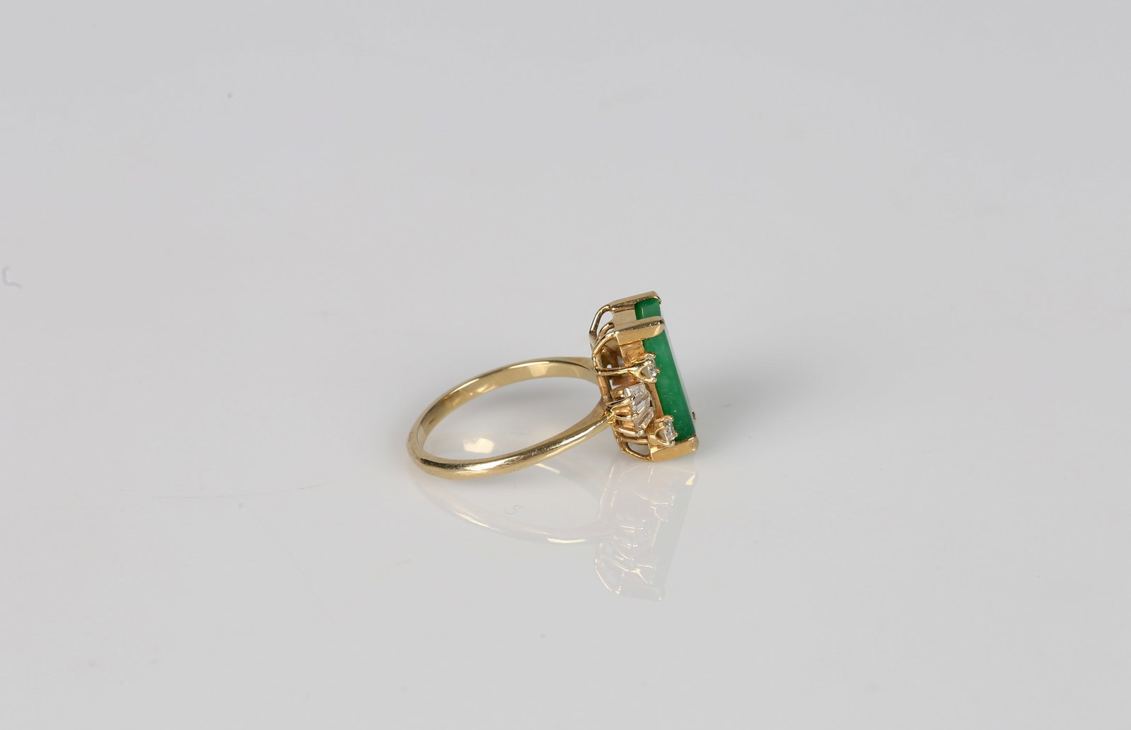 A Natural Jadeite and Diamond Ring - 4
