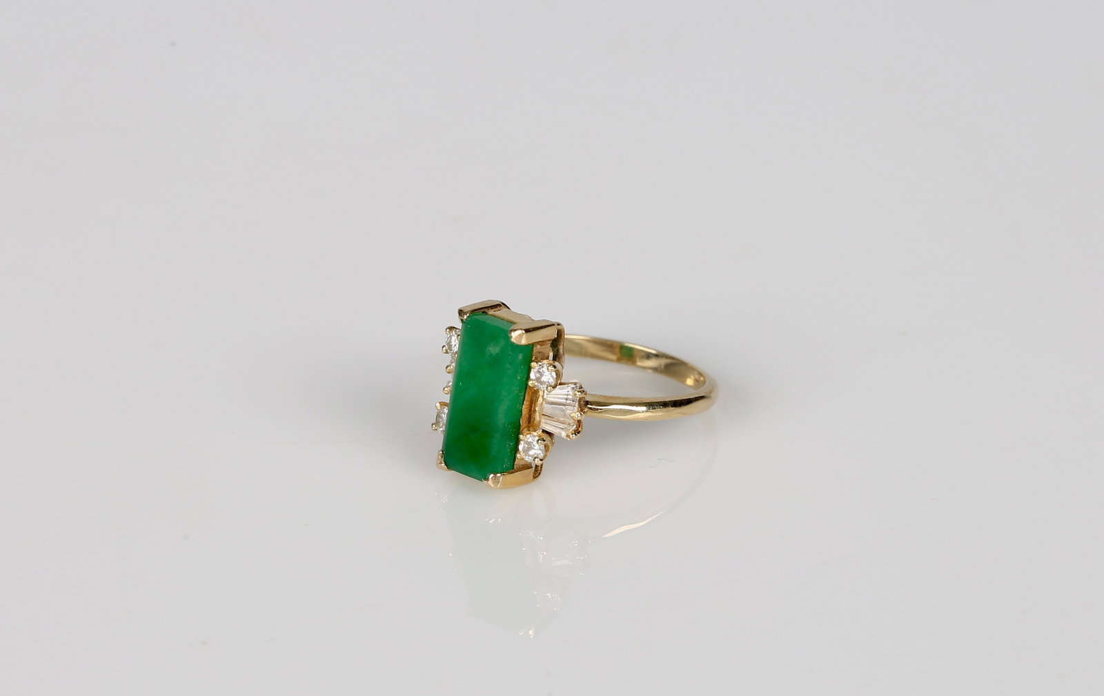 A Natural Jadeite and Diamond Ring - 5