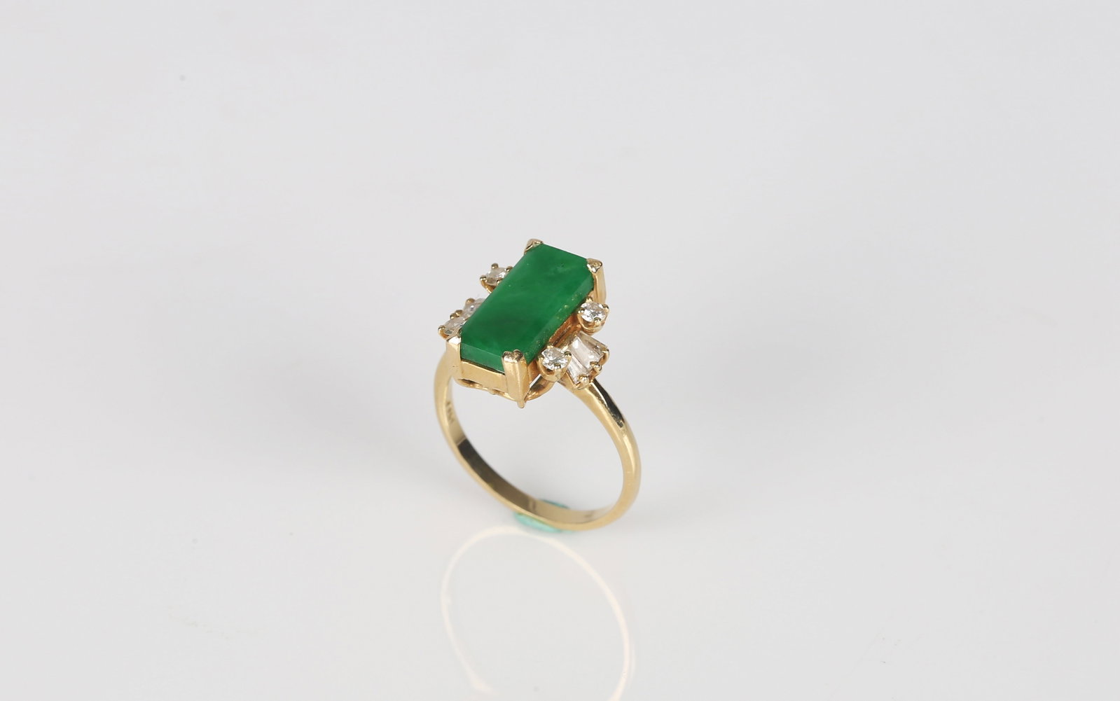 A Natural Jadeite and Diamond Ring - 7