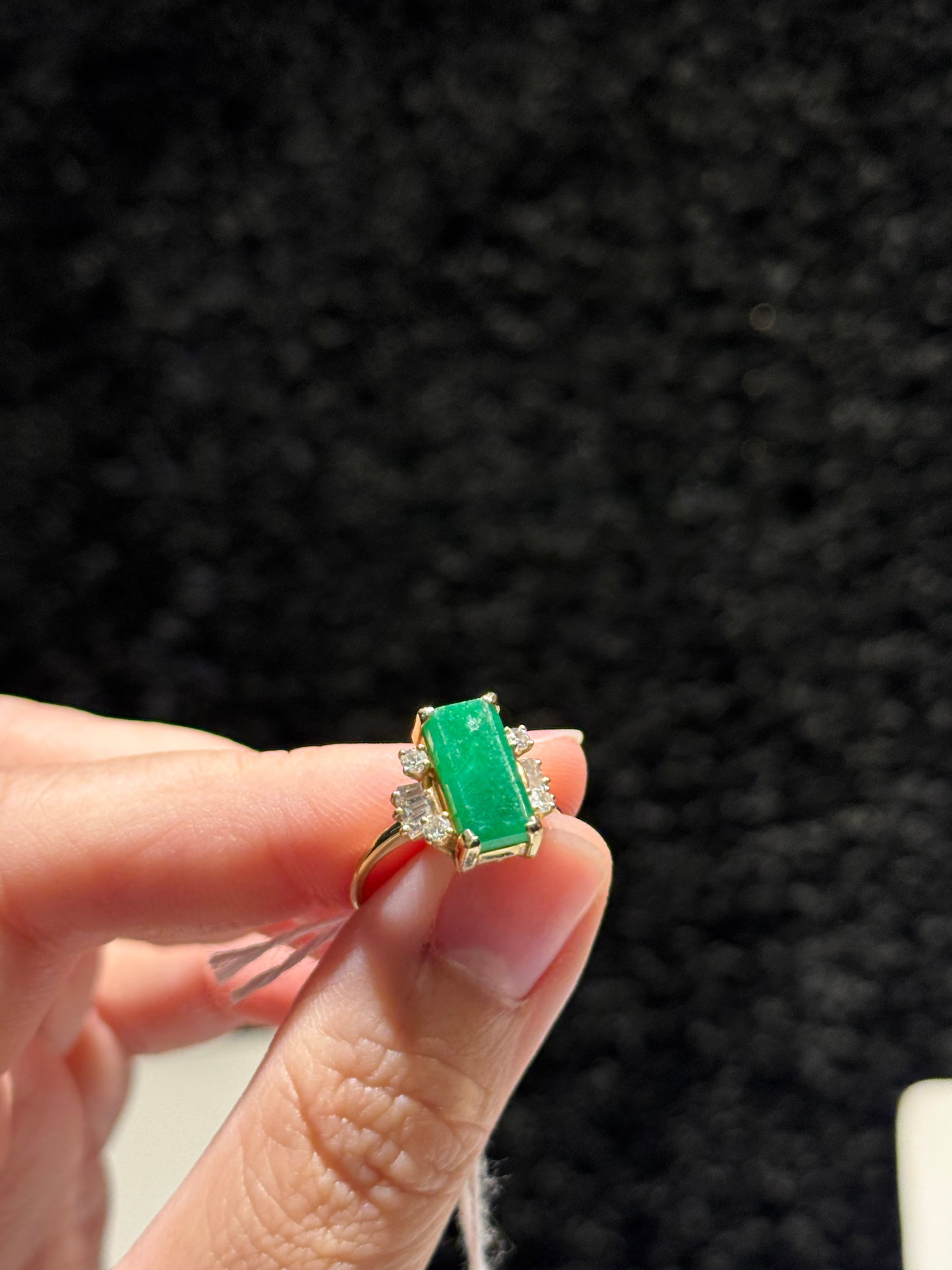 A Natural Jadeite and Diamond Ring - 8