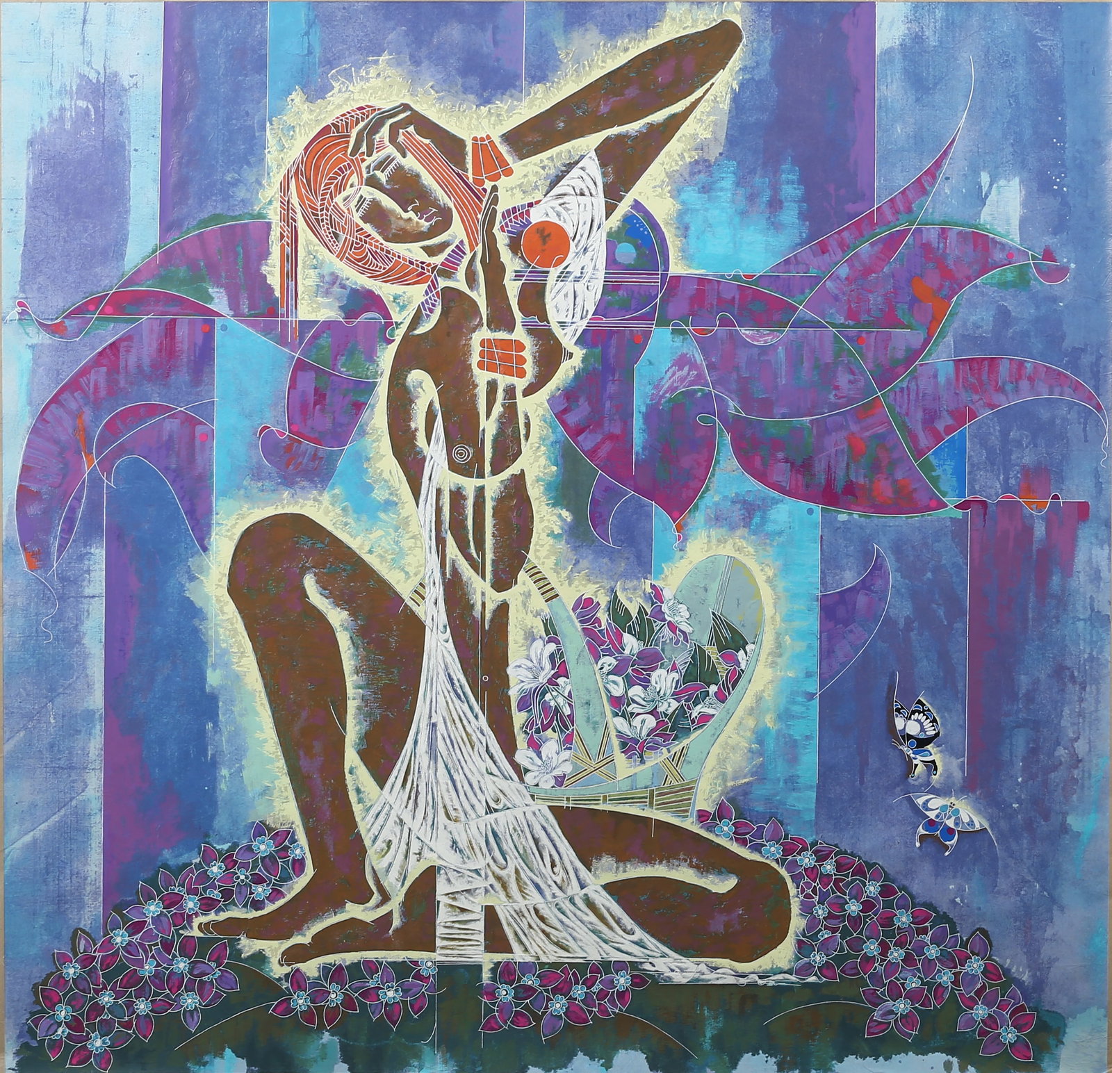 Lu Hong (b. 1959):Wild Flowers (Deluxe Edition), Serigraph in colors (1 of 5)