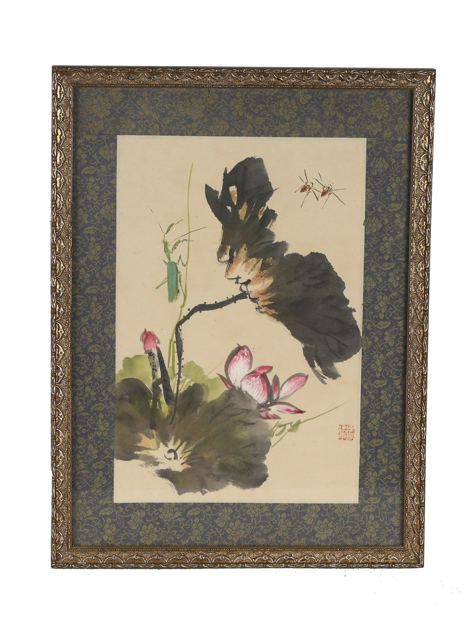 A Chinese Color and ink 'Lotus and Insects' Painting (1 of 4)
