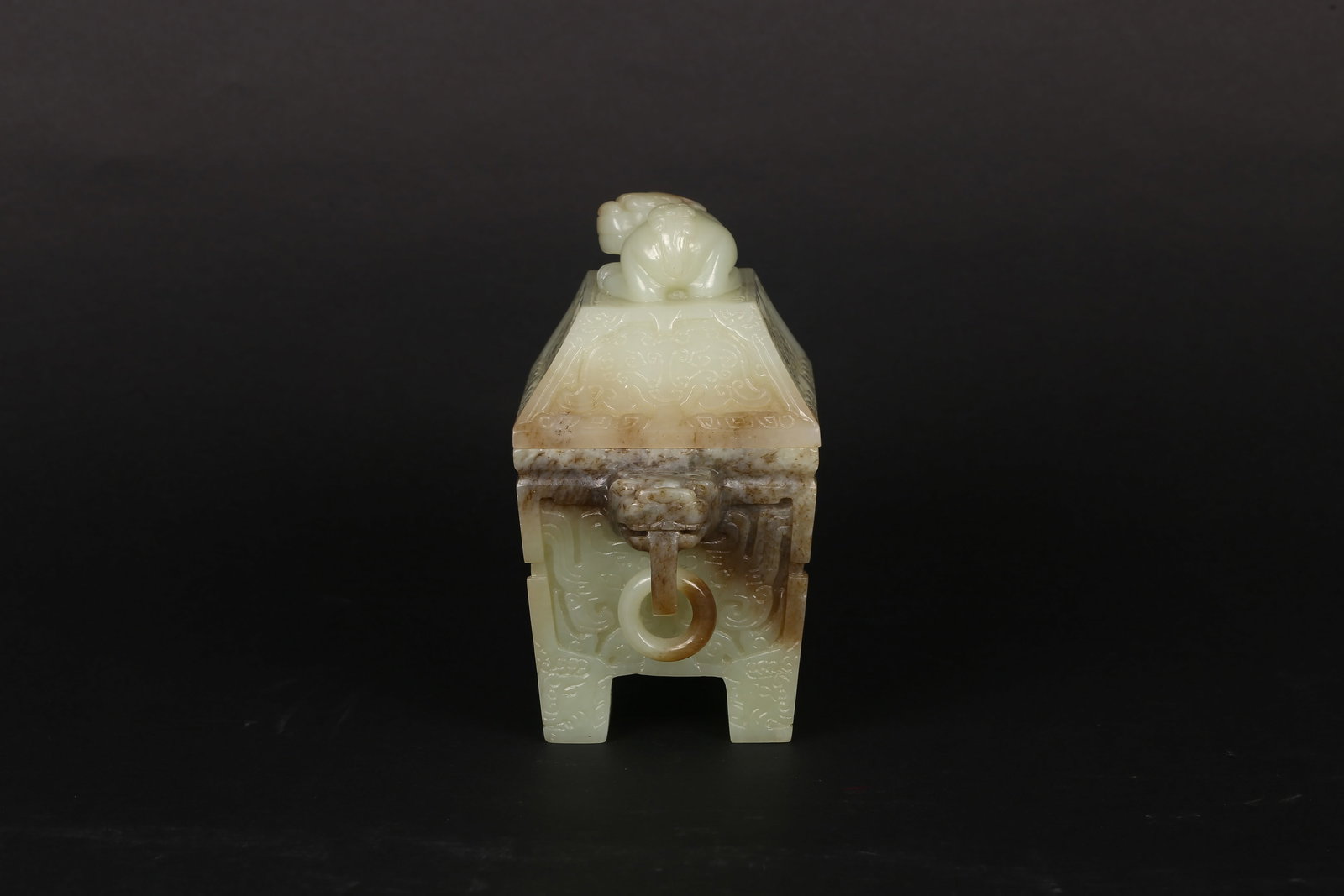A Celadon Jade Carved Square Censer - 4
